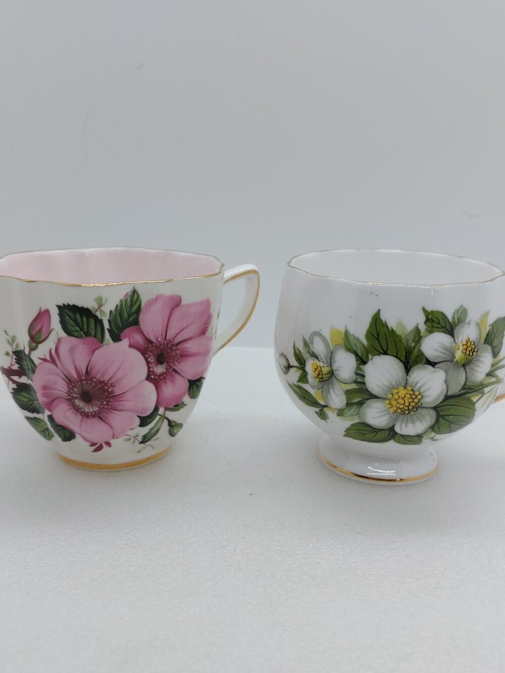 2 Vintage Tea Cups Old Royal & Colclough Bone China Cups Only Flower Design